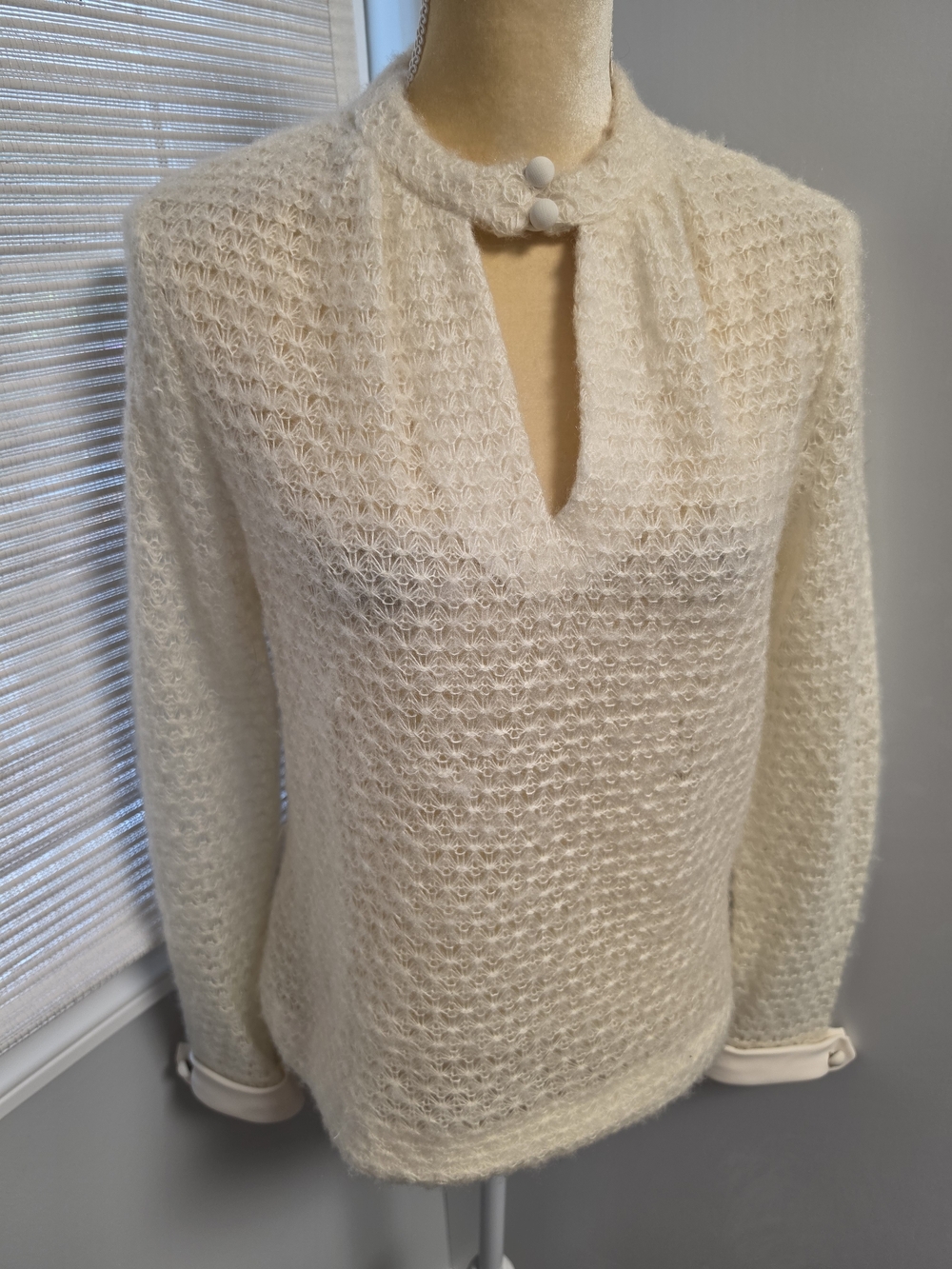 Marion Mccoy Originals California Vtg 14 Sweater Cream Intricate Knit No Belt